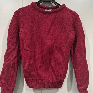 Ladies Lands' End Maroon100% Wool Pullover Sweater Medium